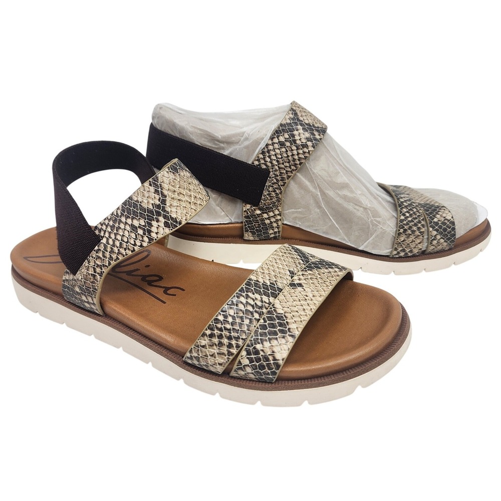 Zodiac Nuvola Snakeskin Print Slingback Platform Sandals Brown Tan Womens 5M